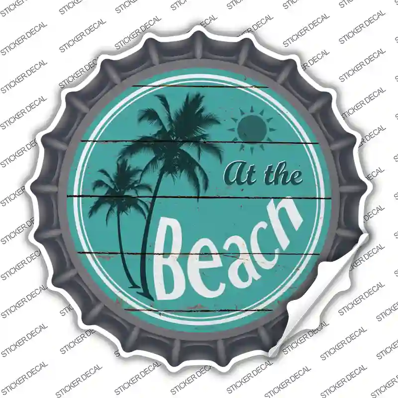 At The Beach Novelty Bottle Cap Sticker Decal