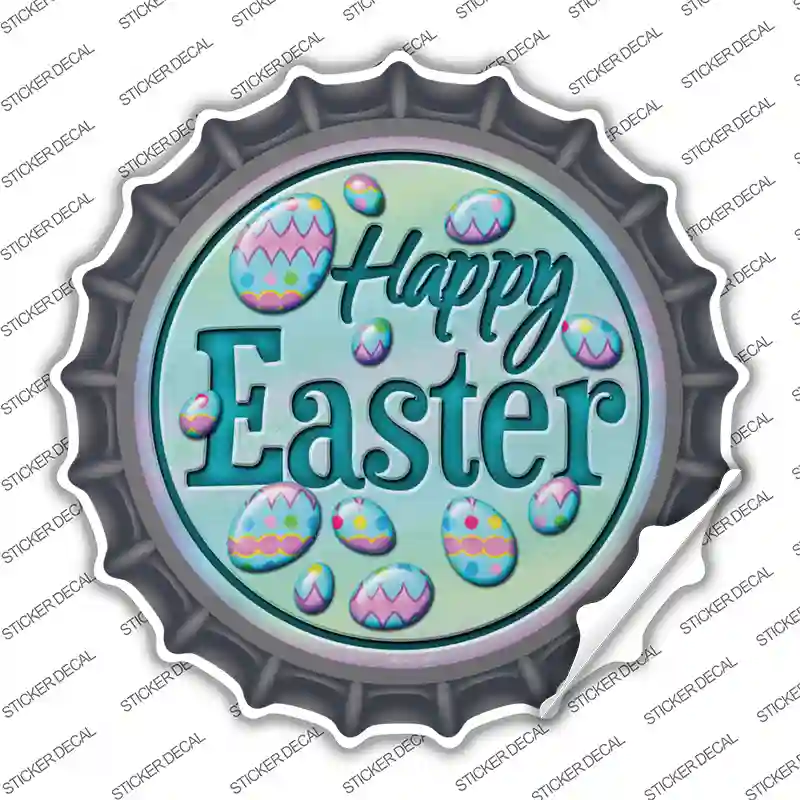 Happy Easter with Eggs Novelty Bottle Cap Sticker Decal