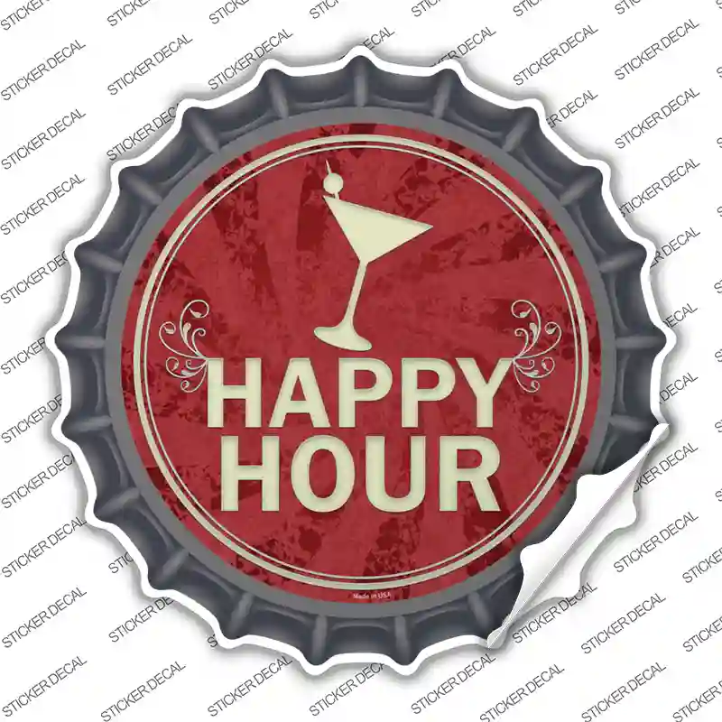 Happy Hour Novelty Bottle Cap Sticker Decal