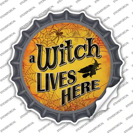 A Witch Lives Here Novelty Bottle Cap Sticker Decal