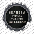 Grandpa The Legend Novelty Bottle Cap Sticker Decal