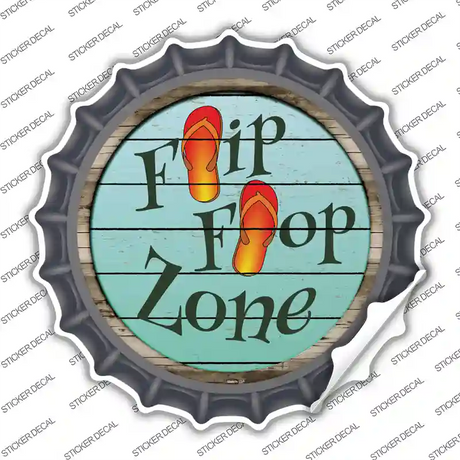 Orange Flip Flop Zone Novelty Bottle Cap Sticker Decal