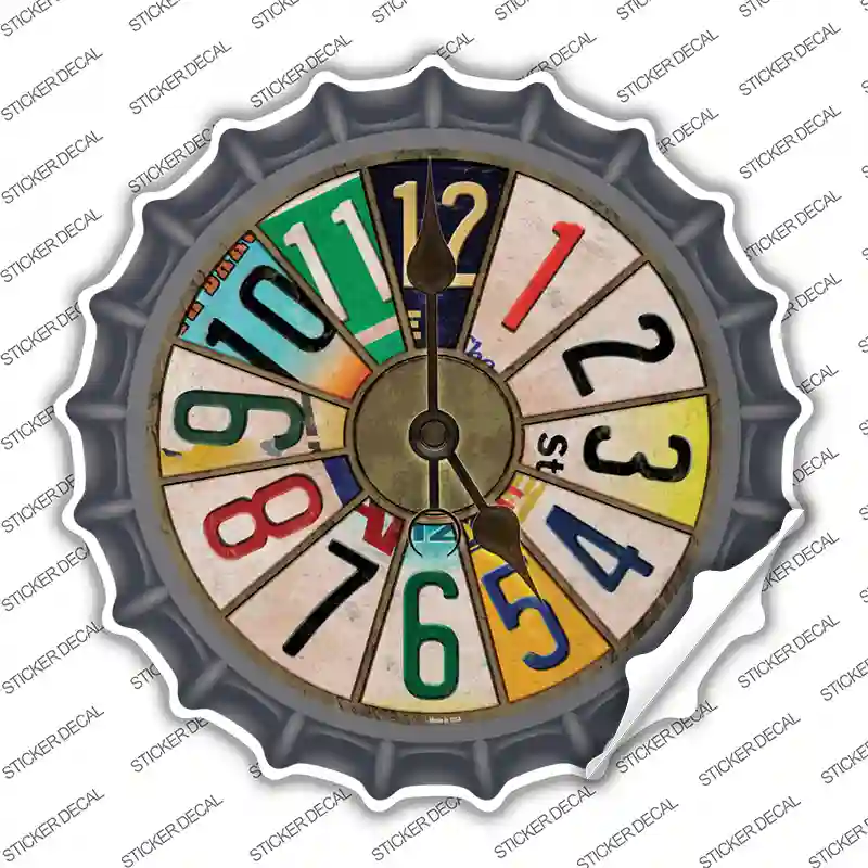 License Plate Strip Clock Novelty Bottle Cap Sticker Decal