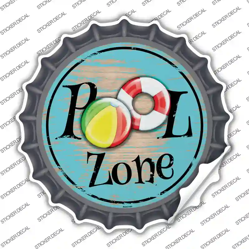 Pool Zone Novelty Bottle Cap Sticker Decal
