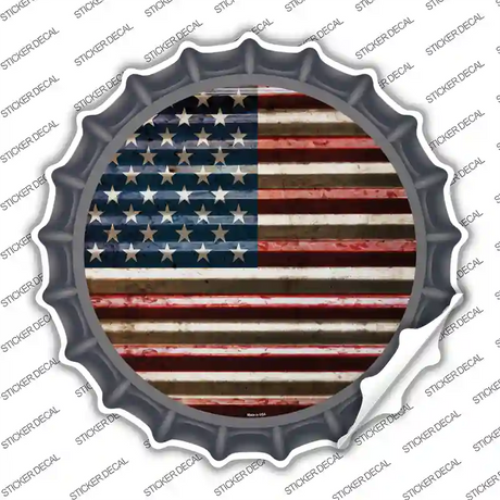American Flag Novelty Bottle Cap Sticker Decal