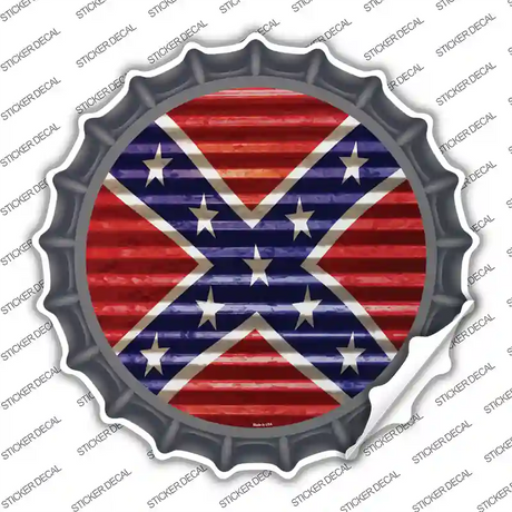 Confederate Flag Wavy Novelty Bottle Cap Sticker Decal