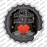 Gamers Dont Die Novelty Bottle Cap Sticker Decal