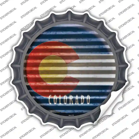 Colorado Flag Corrugated Novelty Bottle Cap Sticker Decal