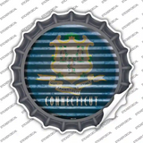 Connecticut Flag Corrugated Novelty Bottle Cap Sticker Decal