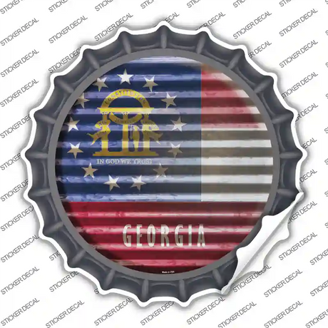 Georgia Flag Corrugated Novelty Bottle Cap Sticker Decal