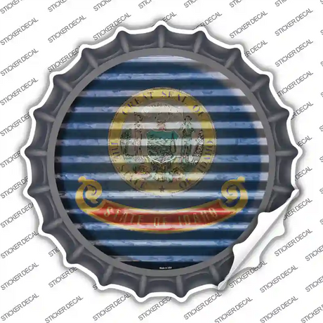 Idaho Flag Corrugated Novelty Bottle Cap Sticker Decal