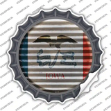 Iowa Flag Corrugated Novelty Bottle Cap Sticker Decal