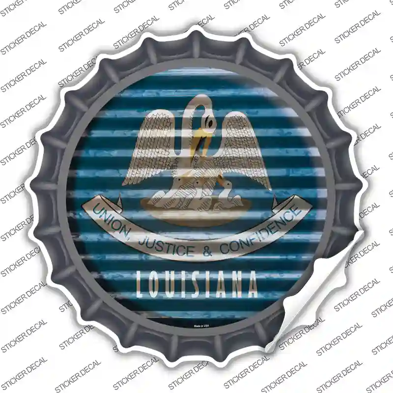 Louisiana Flag Corrugated Novelty Bottle Cap Sticker Decal
