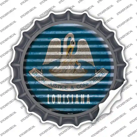 Louisiana Flag Corrugated Novelty Bottle Cap Sticker Decal