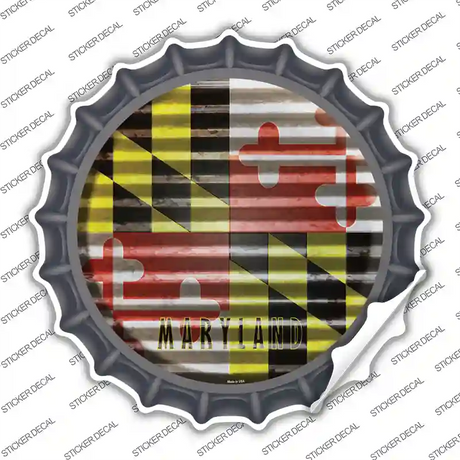 Maryland Flag Corrugated Novelty Bottle Cap Sticker Decal