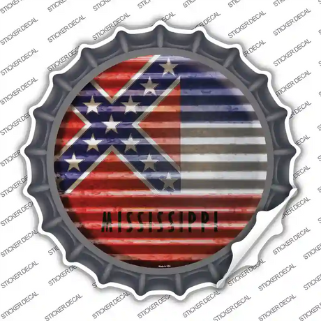 Mississippi Flag Corrugated Novelty Bottle Cap Sticker Decal