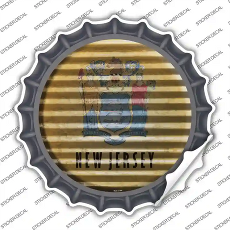 New Jersey Flag Corrugated Novelty Bottle Cap Sticker Decal