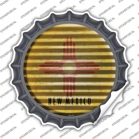 New Mexico Flag Corrugated Novelty Bottle Cap Sticker Decal