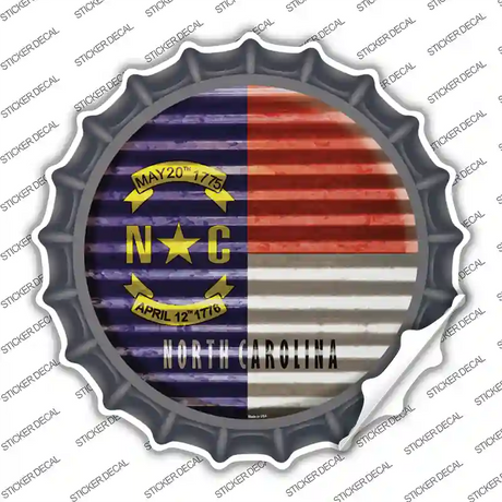 North Carolina Flag Corrugated Novelty Bottle Cap Sticker Decal