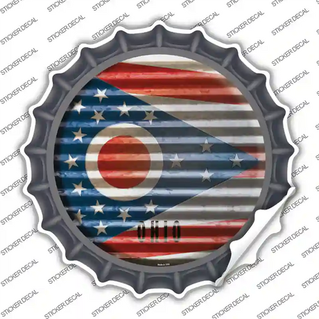 Ohio Flag Corrugated Novelty Bottle Cap Sticker Decal