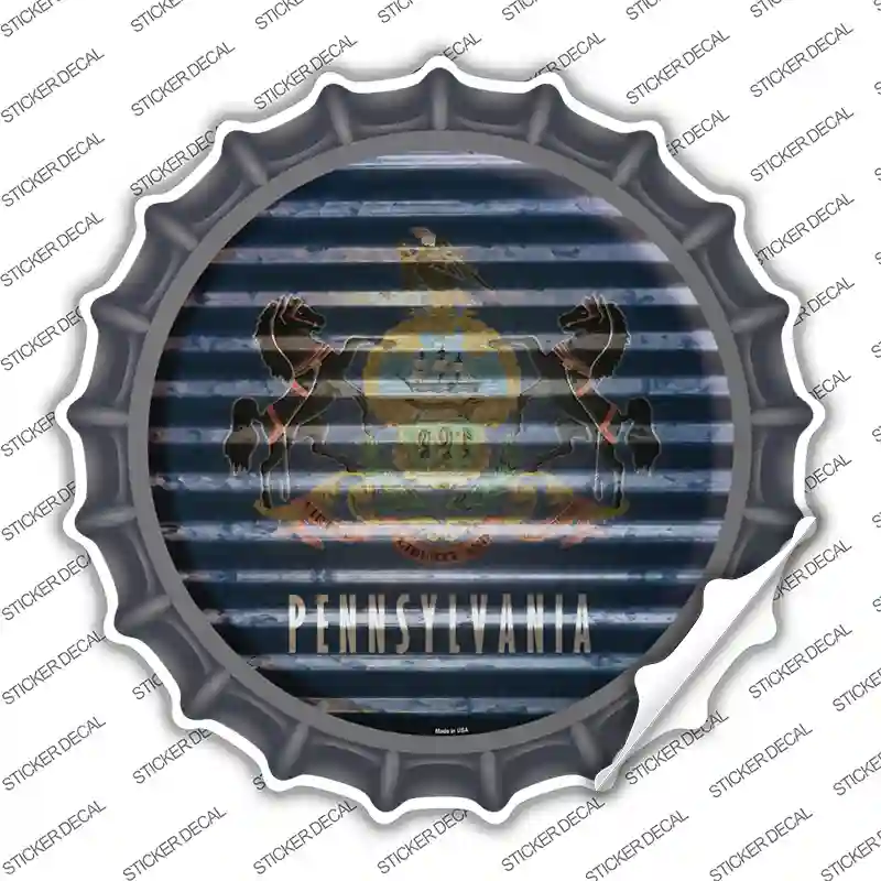 Pennsylvania Flag Corrugated Novelty Bottle Cap Sticker Decal