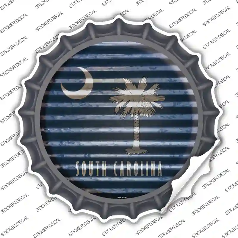 South Carolina Flag Corrugated Novelty Bottle Cap Sticker Decal