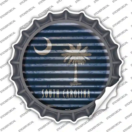 South Carolina Flag Corrugated Novelty Bottle Cap Sticker Decal