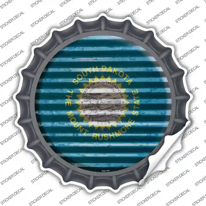 South Dakota Flag Corrugated Novelty Bottle Cap Sticker Decal
