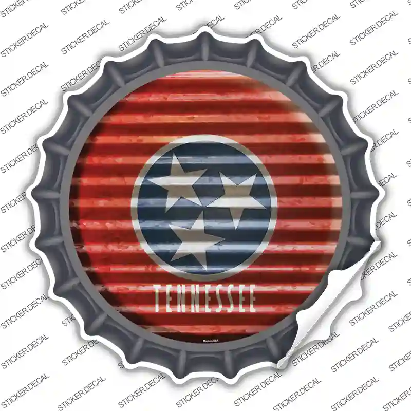 Tennessee Flag Corrugated Novelty Bottle Cap Sticker Decal