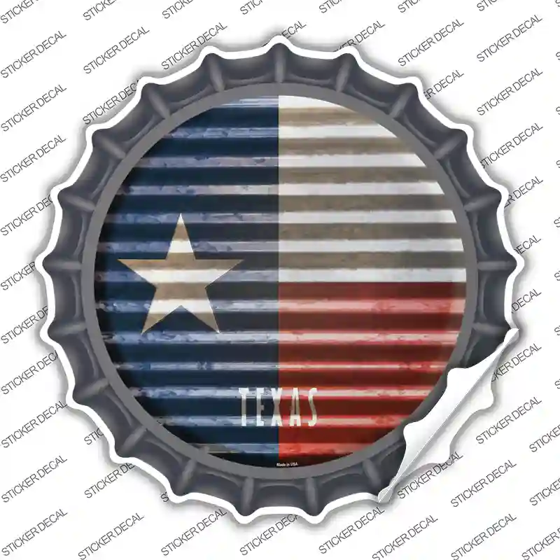 Texas Flag Corrugated Novelty Bottle Cap Sticker Decal