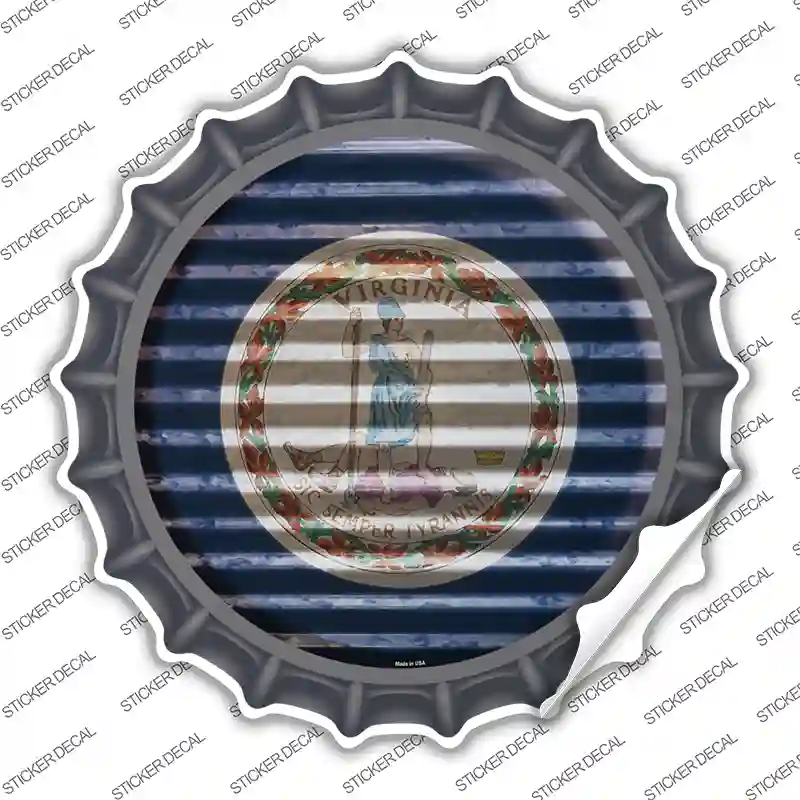 Virginia Flag Corrugated Novelty Bottle Cap Sticker Decal