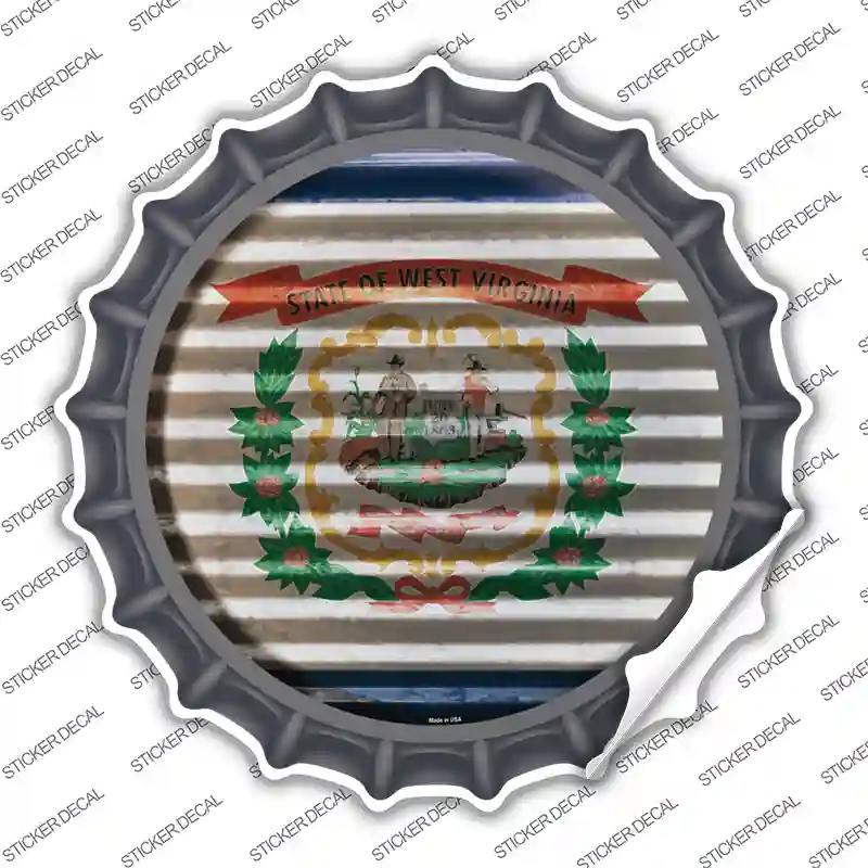 West Virginia Flag Corrugated Novelty Bottle Cap Sticker Decal