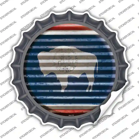Wyoming Flag Corrugated Novelty Bottle Cap Sticker Decal