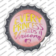 Princess Needs A Unicorn Novelty Bottle Cap Sticker Decal