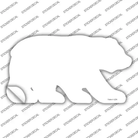 White Solid Novelty Bear Sticker Decal Small