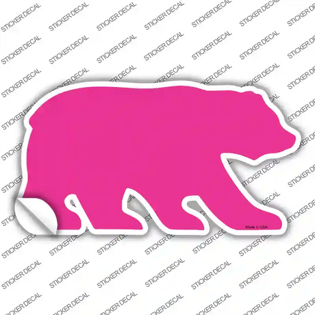 Pink Solid Novelty Bear Sticker Decal Small