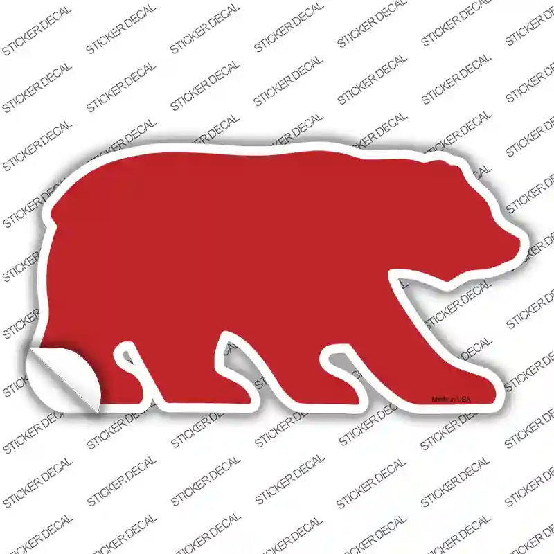 Red Solid Novelty Bear Sticker Decal Small