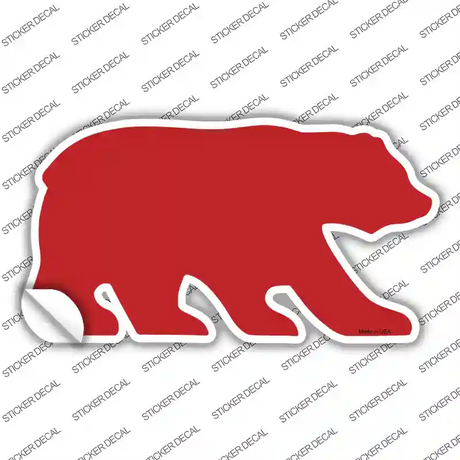 Red Solid Novelty Bear Sticker Decal Small