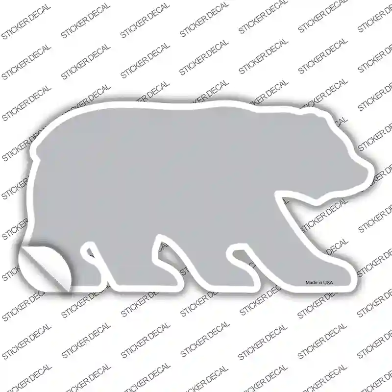 Gray Solid Novelty Bear Sticker Decal Small