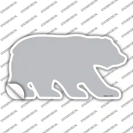 Gray Solid Novelty Bear Sticker Decal Small