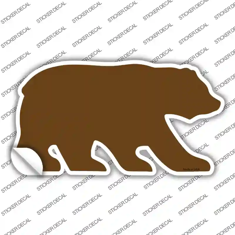 Brown Solid Novelty Bear Sticker Decal Small