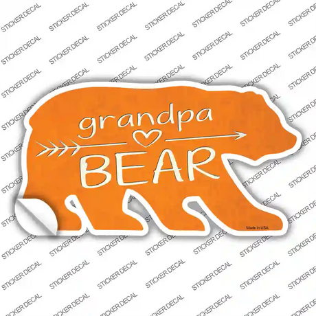 Grandpa Arrow Orange Novelty Bear Sticker Decal Small