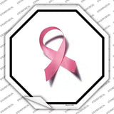 Pink Ribbon Breast Cancer Novelty Octagon Sticker Decal Small