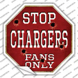 Chargers Fans Only Novelty Octagon Sticker Decal Small