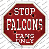 Falcons Fans Only Novelty Octagon Sticker Decal Small
