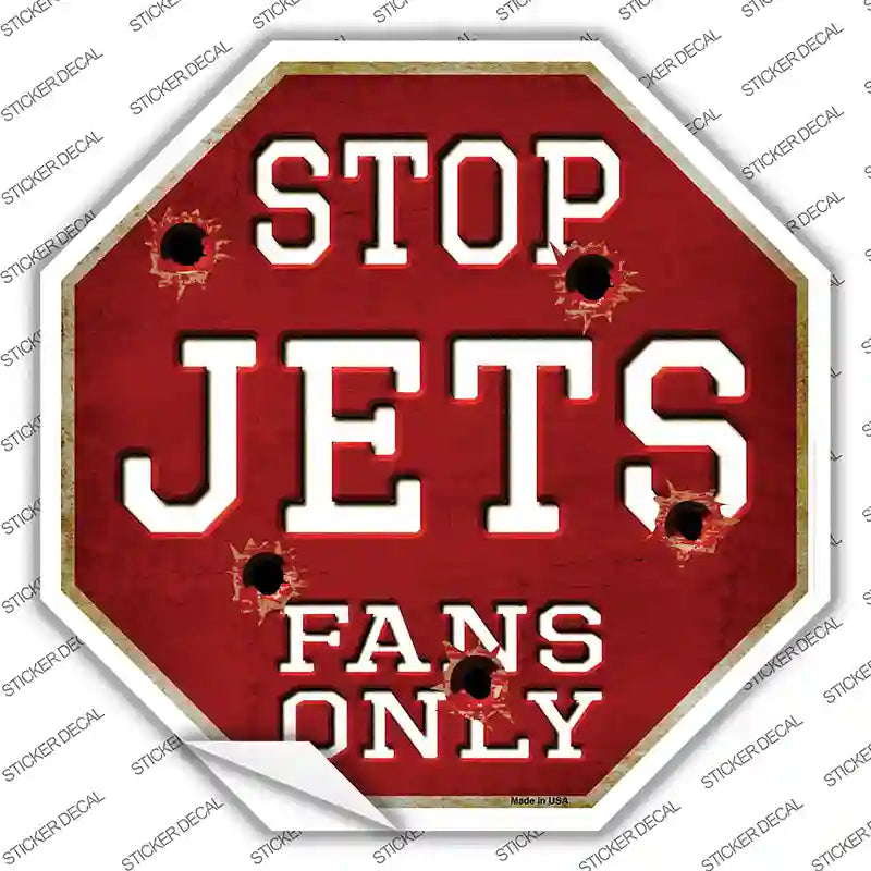 Jets Fans Only Hockey Novelty Octagon Sticker Decal Small