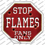 Flames Fans Only Novelty Octagon Sticker Decal Small