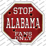 Alabama Fans Only Novelty Octagon Sticker Decal Small