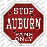 Auburn Fans Only Novelty Octagon Sticker Decal Small