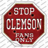 Clemson Fans Only Novelty Octagon Sticker Decal Small